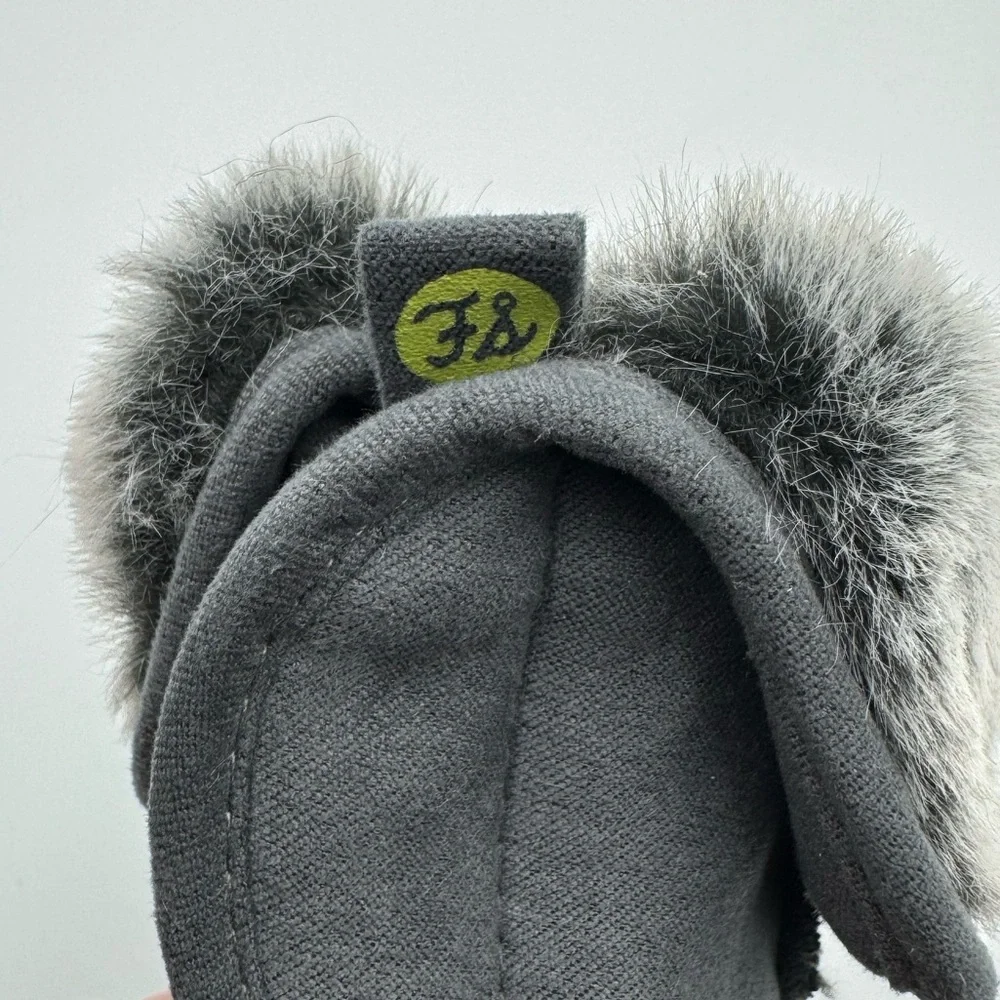 First Steps Baby Faux Fur Gray Booties Size 6-9 Months